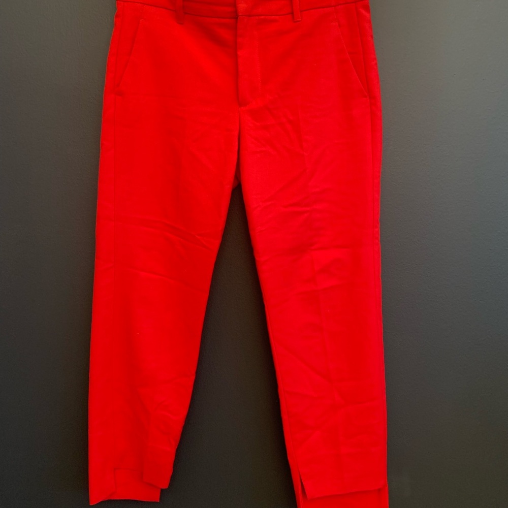 Zara Woman Red Trousers with High-Low Hem